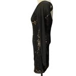 LaRok Black and Gold Bodycon Sequin Long Sleeve Dress Size SMALL Photo 3