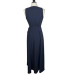Reformation  Size XS Navy Blue Kai Cut Out Tie Front Long Wrap Dress Photo 4