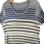 Dress Barn  DB Sunday Tunic Top Womens XL Blue Gray Stripe Asymmetric Stretch Photo 4