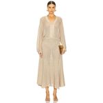 Alexis  Heida Dress in Gold Natural XSmall New Womens Long Knit Sweater Maxi Photo 1