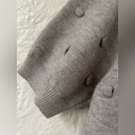 &merci &merci gray Pom Pom embroidered short sleeve puff sleeves wool blend sweater; L Photo 3