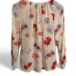 Lucky Brand  Cream w/Multi Floral Raglan Long Sleeve Blouse Sz S $80 Photo 2