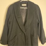 Leslie Fay  Womens 100% Wool Classic Black Long Peacoat Vintage Size 14 Timeless Photo 1