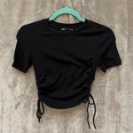 ZARA Black Side-Scrunched Crop Top Photo 0