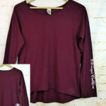 Chronic Clothing Chronic Cellars Shirt Women M Burgundy LS Graphic Logo Skull Red Size M Photo 0