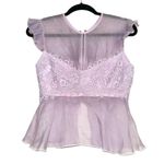 Karina Grimaldi Revolve Lilac Purple Silk Blend Organza Lace Top SMALL Photo 1