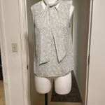 H&M Green & White Micro Floral Print Tie-Detail Top Photo 5