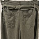 Gap Paper Bag Waist Wide Leg Linen Pants Olive Green Size 14 Minimalist Preppy Photo 6