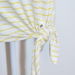 A loves A  Yellow Striped Short Sleeve Tee with Tie Size Medium Linen Striped Tee Photo 2