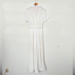 MELLODAY BELTED LINEN BLEND MAXI SHIRTDRESS IN WHITE Photo 4