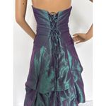 American Vintage Vintage 80's F.I.E.S.T.A. iridescent teal taffeta draping strapless gown Medium Photo 8