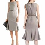 Max Mara Fazio Wool Silk Blend Flared Hem Dress Gray Beige 10 Photo 1
