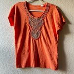 Chico's Orange beaded embellished blouse boho festival cruise vacation resort wood hippy Photo 1