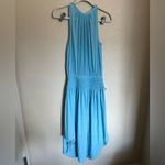 Ramy Brook  Audrey Blouson Midi Dress‎ Sz XS Turquoise Satin Sleeveless Photo 4