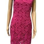 Love Point Pink Floral Crochet Overlay Cap Sleeve Zip Side Mini Dress Medium Size undefined Photo 0