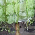 NO Brand Lime Green Paneled Fringe Scarf 26"x62" Lightweight Squares Y2K Photo 2
