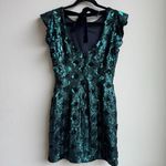 ZARA  Sequin Teal Black Blue Mini Party New Years Cocktail Bow Back Dress Small Photo 2