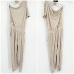 Cherish Womens Lounge Neutral Athleisure Drawstring Waist One Shoulder Jumpsuit Photo 1