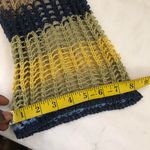 Boho hippie indie cottagecore striped crotchet knitted off shoulder sweater long flare sleeve top shirt blouse yellow, blue, green Size L Photo 4