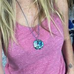 Natural abalone pendant on leather adjustable cord Purple Photo 4