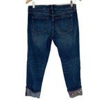 Gap Womens Floral Embroidered Hem Straight Cuff Cropped Jeans Blue Size 8R Photo 2