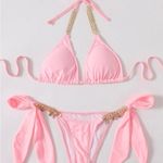 SheIn Pink Bikini Set with Gold Accents Photo 1