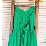Green Midi Dress Sleeveless Sundress Button Front Tie Back Casual Summer Photo 2