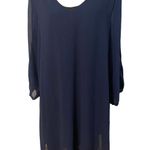 Lulus NWT Classic Romantic Semi-Formal Flowy Chiffon Navy Cocktail Dress Large Photo 0