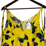 Jason Wu RTR Floral Sleeveless RuffleV Neck Top Tie Straps 10 Yellow Navy Blue Photo 2