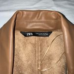ZARA Tan Faux Leather Dress Photo 9