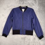 Anthropologie Hei Hei Jacket Womens Medium Blue Juneworthy Satin Bomber Jacket Photo 2