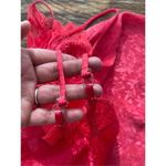 Victoria's Secret 90s VTG Red Floral Lace Trim Chemise Cami Slip Nighty Photo 4