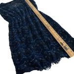 Alice + Olivia   Blue Lace Sequin Bead Sleeveless Mini Dress Keyhole Back XS S Photo 3