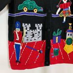 OHI | Vintage Christmas Sweater Nutcracker Santa's Workshop Toys Black Size M Photo 1