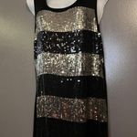 Maite Perroni Dress Womens 1X Black Gold Sequin Striped Tank Sleeveless Party Photo 6
