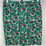 J.Crew J‎ by  Green Poppy Floral Basketweave Cotton Pencil Skirt Size 10 Photo 0