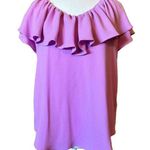 Trina Turk  Jena Ruffle Top Purple Short Sleeve Blouse Women’s Small Photo 0