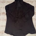 Iz Byer Black  Button-Up Blouse Sheer Photo 0