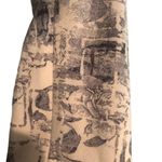 Solitaire Spring Soft Suede Feel Belted Trench Coat Retro Print Sz. S Tan Navy Photo 4