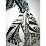 Just Cavalli New NWT Womens 10 Italy Designer Silk Blouse 46 Black White Bell Photo 8