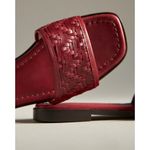 Anthropologie Woven Leather Slide Sandals US 6-6.5 EU 37 Red Photo 2