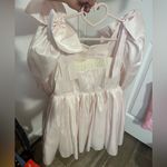 Selkie DaVinci Puff pink and white bow dress Size M Photo 5