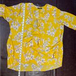 West Kei  Floral‎ Wrap Front Style Blouse Tie Yellow Womens 1X Spring Boho Photo 10