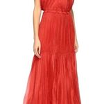 MARIA LUCIA HOHAN Maella Silk Tent Dress Red Chiffon Ruffled Plisse Halter Gown Size 10 Photo 15