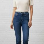 La Joie Jeans Size 10 Flare Raw Hem High Rise Medium Wash Denim Blue Photo 0