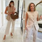 Veronica Beard  Tamara Linen Blend Vest Sandalwood Melange Size 8 Photo 12