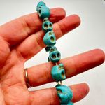 Blue Stone Skeleton Skull Stretch Bracelet Punk Southwestern Goth Boho Halloween Photo 2