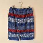 ANN TAYLOR FACTORY | Blue Mixed Print Striped Color Block Pencil Skirt Sz 4 Photo 2