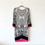 Eliza J  Long Sleeve Black and White Geometric Print Dress Hot Pink Trim Size 2‎ Photo 1
