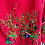 Tiara International Christmas Collection Reindeer Cardigan Sz L? Zippere… Photo 5
